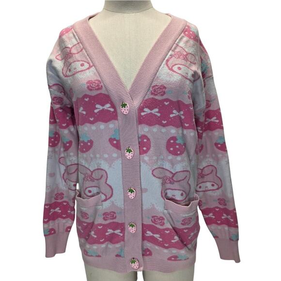 Box Lunch Sanrio My Melody Pink Strawberry Cardigan Sweater Size Small Hot Topic - Picture 2 of 12